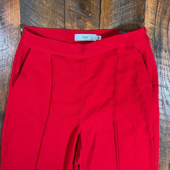 ICHI Red Wide Leg Trousers Women’s Size 36 Medium wide leg Pants - Picture 4 of 6